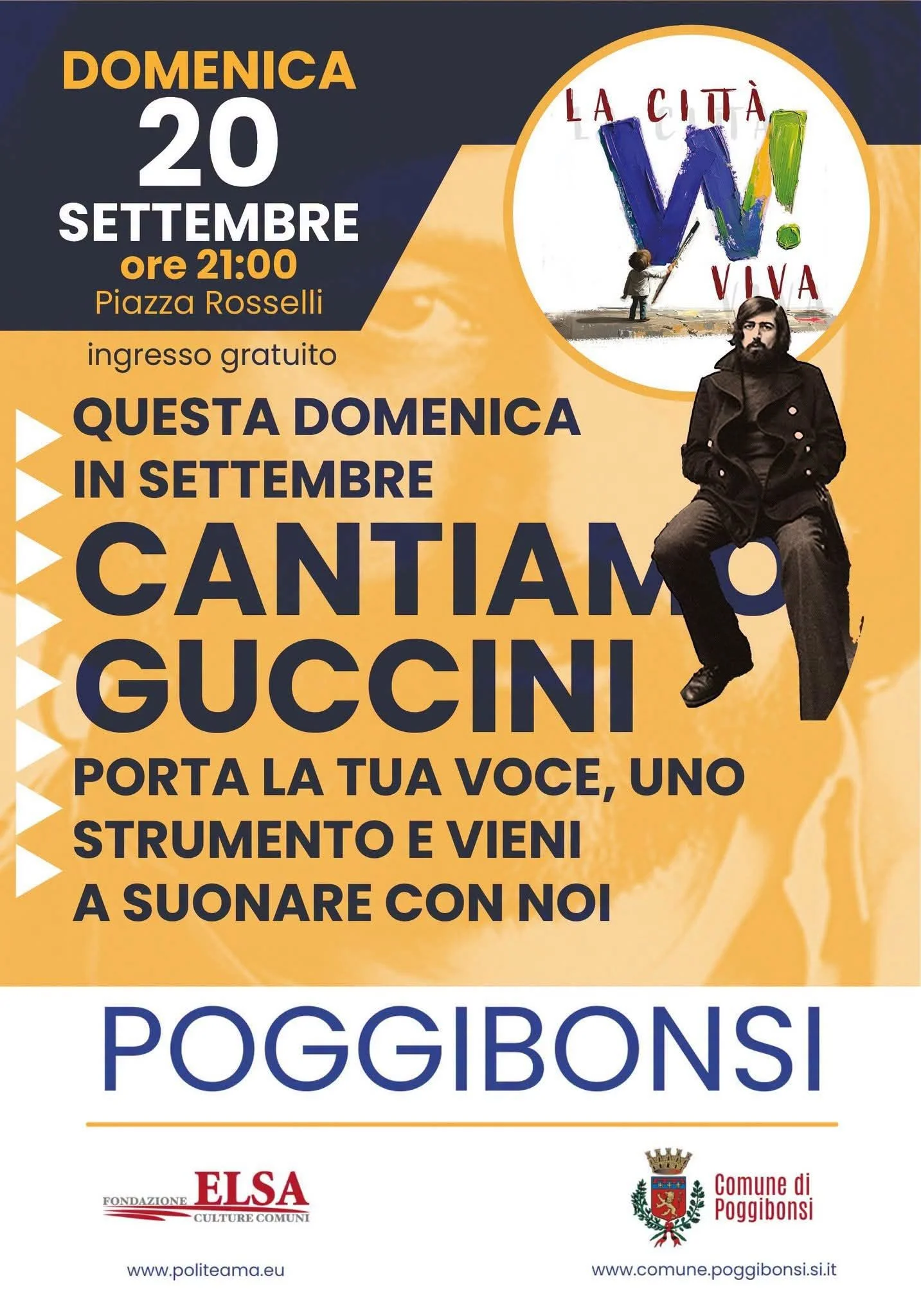 Locandina di Questa domenica in settembre – Cantiamo Guccini